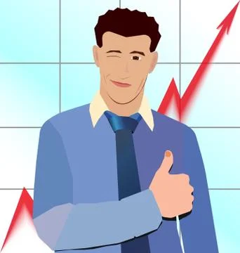 Businessman thumb up on the background graphics Stock Illustration