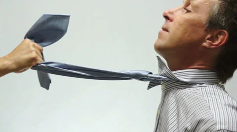 Businessman Tie Pulling Side View Video stock 38612722