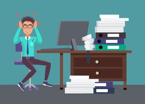 Businessman Tired of Work Vector Illustration Stock Illustration