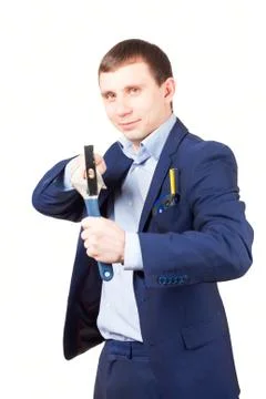 Businessman with tools Foto stock