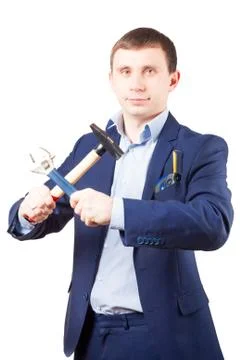 Businessman with tools Stock Photos