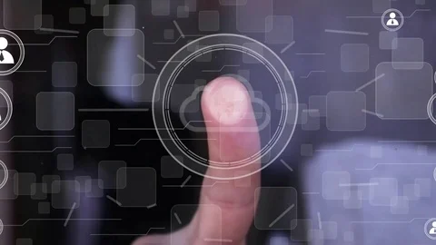Businessman touch button cloud map communication network web Stock Footage 70979234
