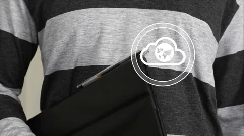 Businessman touch button interface cloud map communication Stock Footage 55221286