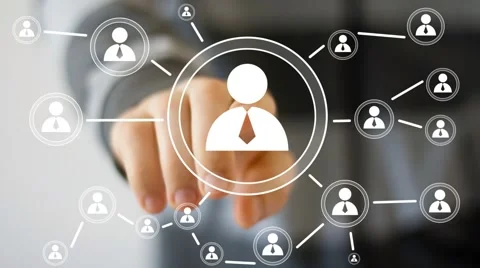 Businessman touch button interface communication Stock Footage 51859287