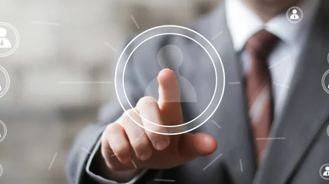 Businessman touch button interface communication business group icon Stock Footage 67455049