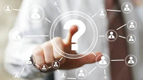 Businessman touch button interface question icon web Stock Footage 53537906