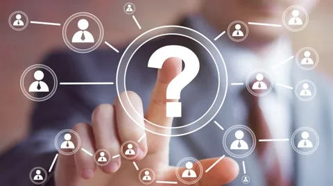 Businessman touch button interface web question icon Stock Footage 53616660