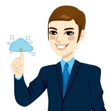 Businessman Touching Cloud Computing Stockillustratie