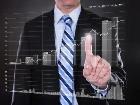 Businessman touching the screen Stock Illustration