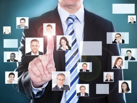Businessman touching the screen Stock Illustration