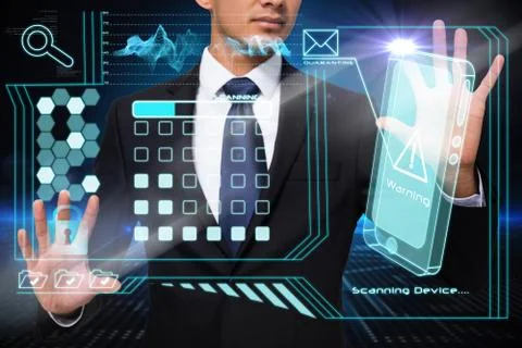 Businessman touching security interface Stock Illustration