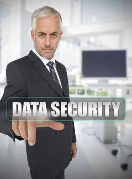 Businessman touching the term data security Stock Photos
