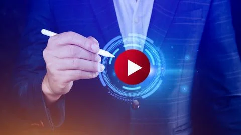 Businessman touching using for play icon streaming online, watching video o.. 写真素材