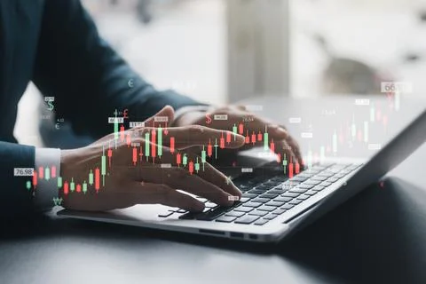 Businessman touching virtual screen Analysis of global business growth and as Stock Photos