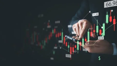 Businessman touching virtual screen Analysis of global business growth and as Stock Photos