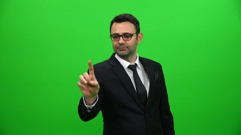 Businessman Touching Virtual Screen Stock Footage 88651781