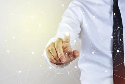 Businessman touching on visual screen	 Stock Photos