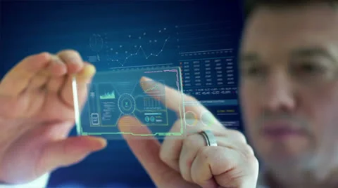 Businessman touchscreen financial analysis Vidéo 25732428