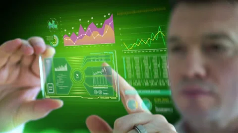 Businessman touchscreen financial analysis Stock Footage 25818568