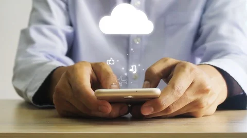 Businessman transfer data to cloud  by smartphone Stock Footage 120350455