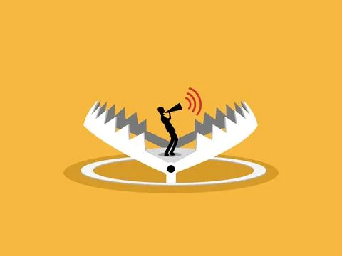Businessman in trap,shouting for help Stock Illustration