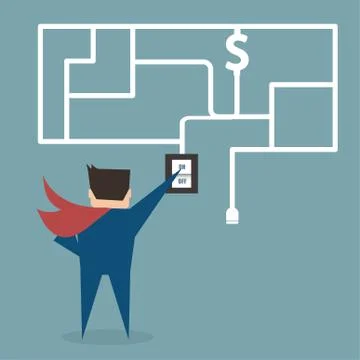 Businessman try to finding idea to get favorite of a maze puzzle Stockillustratie