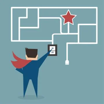 Businessman try to finding idea to get favorite of a maze puzzle Illustrazione stock