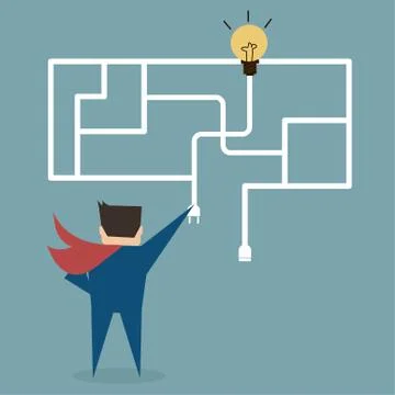 Businessman try to finding idea to get favorite of a maze puzzle Stockillustratie