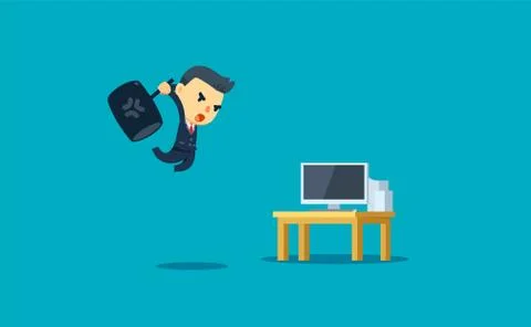 A businessman is trying to broke the computer. vector illustration Stock Illustration