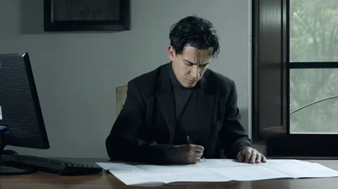 Businessman trying to solve problems on his job Stock-Footage 47828289