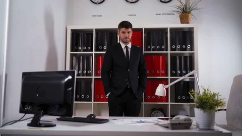Businessman turning his empty pockets inside out Stock Footage 76006593