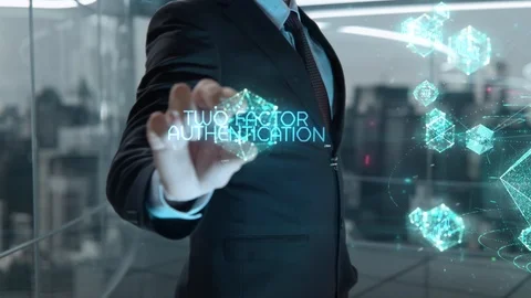 Businessman with Two Factor Authentication hologram concept Stock Footage 120425643