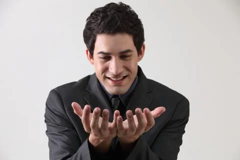 Businessman two hand held open Stock-Fotos