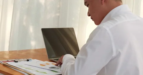 Businessman type keyboard write financial graph chart Stock Footage 312657151