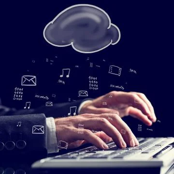 Businessman typing on a computer keyboard Stock Illustration