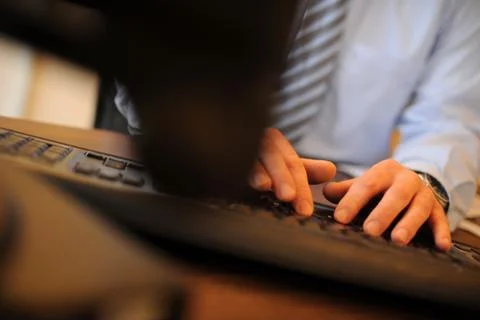 Businessman typing on a computer 스톡 사진