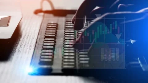 Businessman typing on keyboard searching Stock Footage 229763548