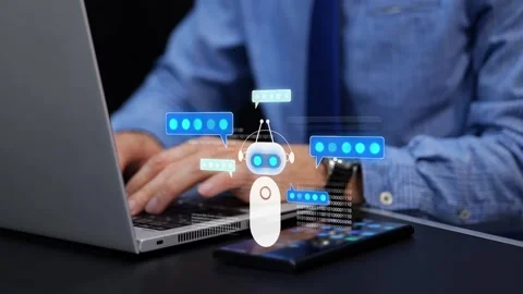 Businessman Typing On Laptop Using Artificial Intelligence (AI) Chatbot Stock Footage 330952014