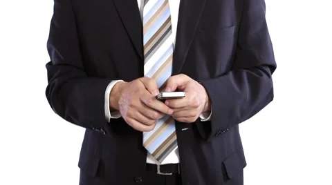 Businessman typing message on cell mobile phone 스톡 동영상 7393679