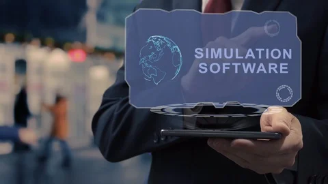 Businessman uses hologram Simulation software Stock Footage 125847770