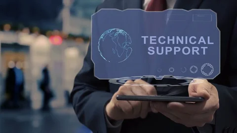 Businessman uses hologram Technical support Stock Footage 125997835