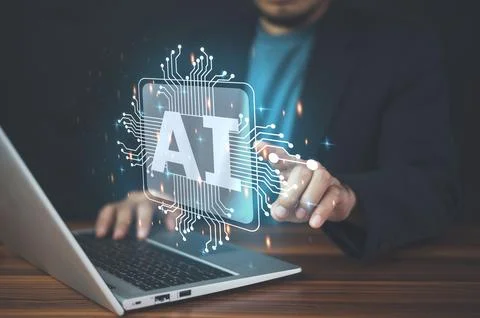 Businessman using AI  Artificial Intelligence modern technology in working .. 스톡 사진