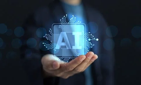 Businessman using AI  Artificial Intelligence modern technology in working .. Stock Photos