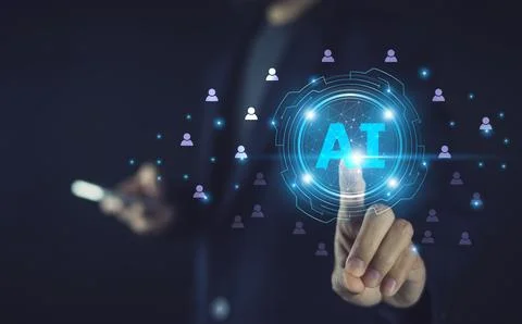 Businessman using AI technology helps automate and streamline the customer .. Stock-Fotos