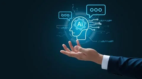 Businessman using artificial intelligence (AI) technology in future busines.. Stock Photos