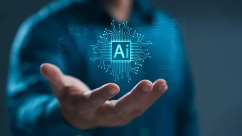 Businessman using artificial intelligence (AI) technology in future business Stock Photos