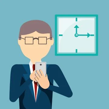 Businessman using a cellphone 스톡 일러스트