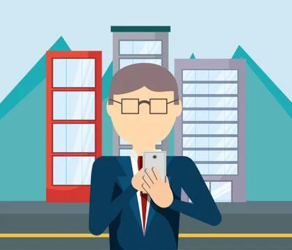 Businessman using a cellphone 스톡 일러스트