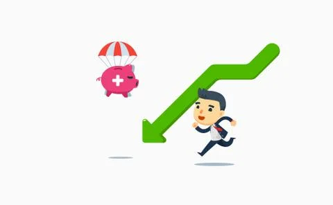 A businessman using chasing the finance backup Stock Illustration