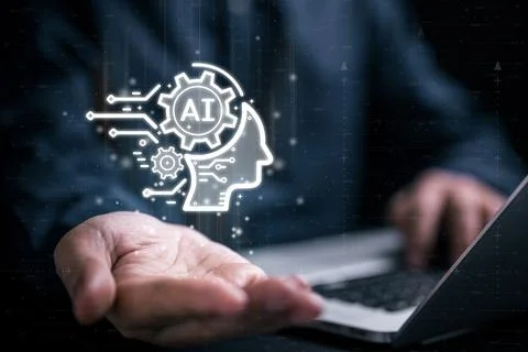 Businessman using chatbot on smartphone with Artificial Intelligence 스톡 사진